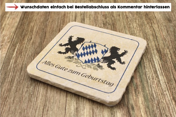 WBY - Bayern Wappen Geburtstag - Natursteinuntersetzer